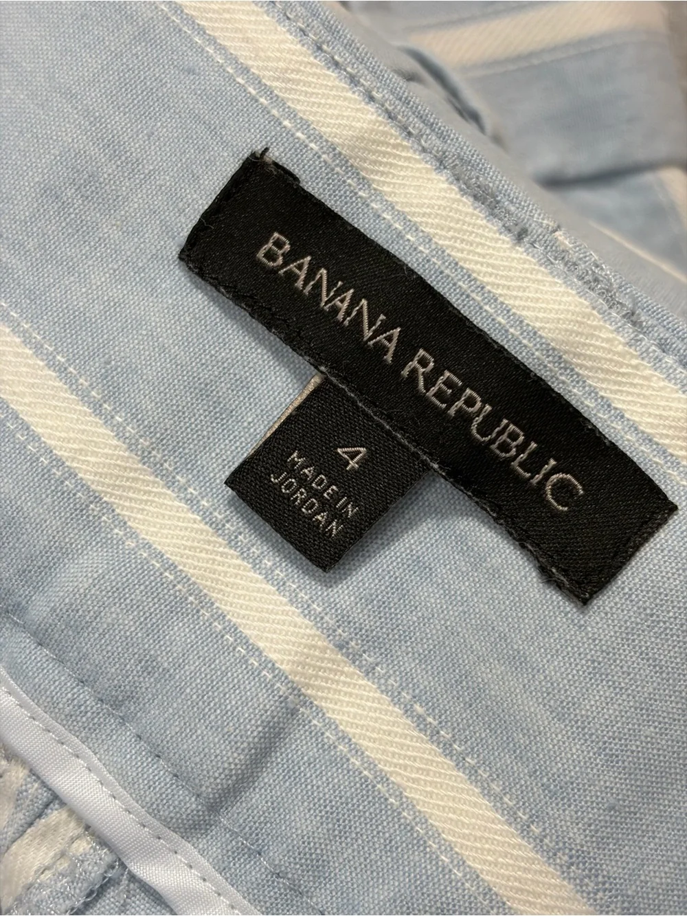 Banana Republic Linen Blend Light Blue Vertical Stripe Chinos 4